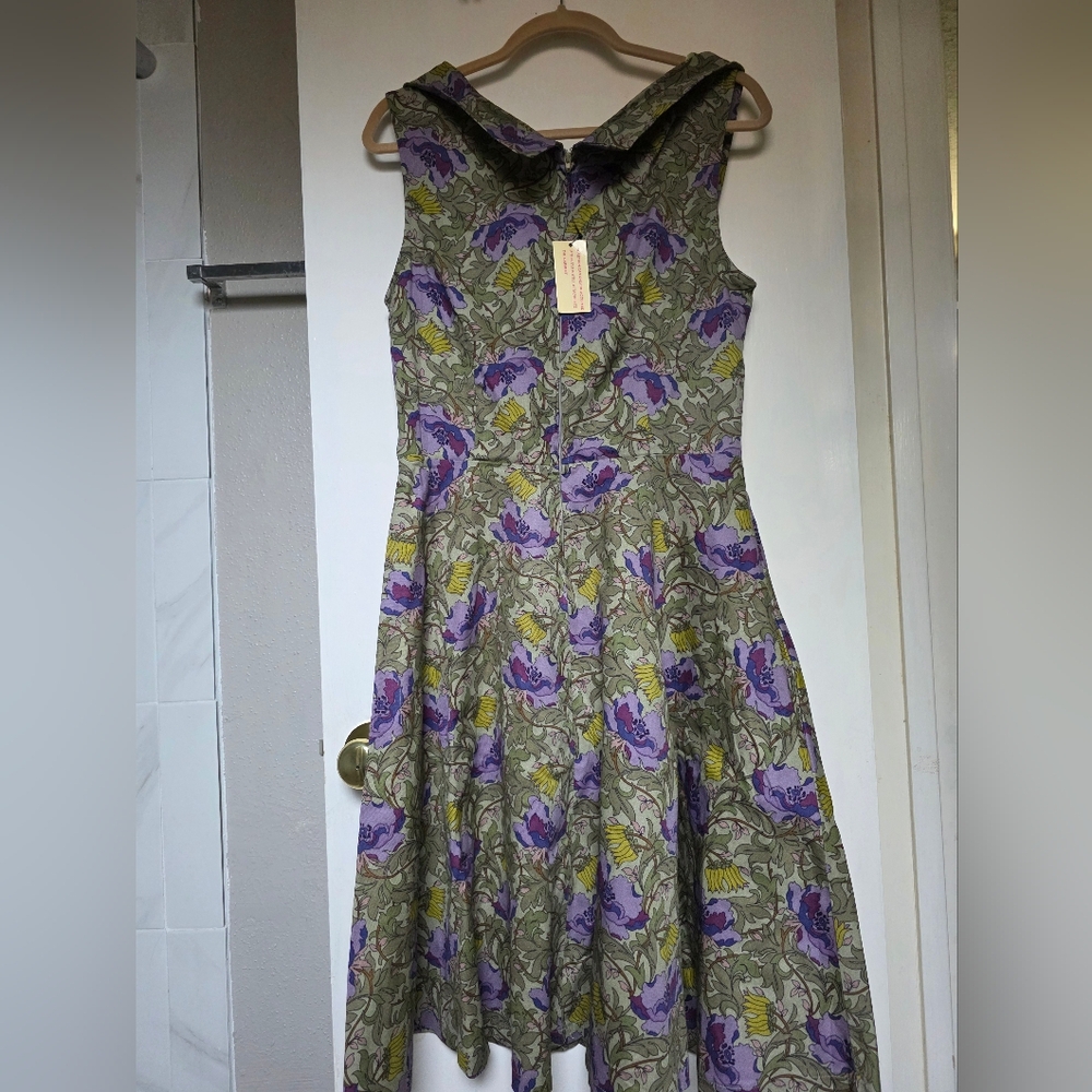 Lindy Bop Floral Purple and Green Dress - Picture 2 of 2